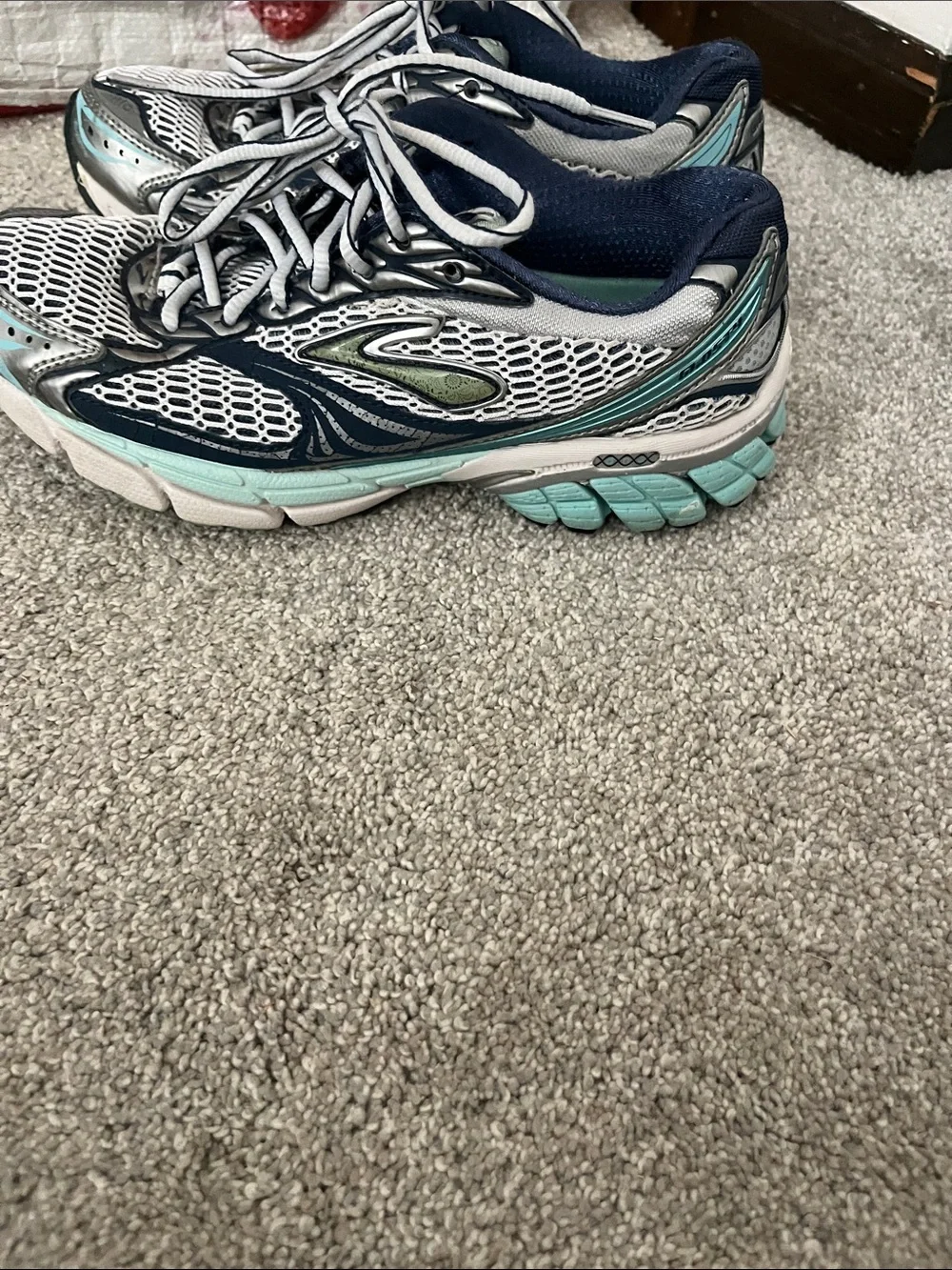 Brooks Women's White Navy & Aqua Running Sneakers-Ghost 4